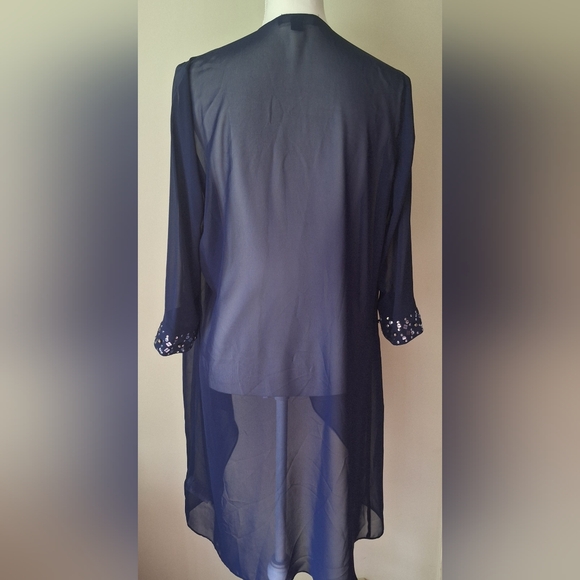 Sheer Wrapper Robe Intimate Apparel Deep Navy Blue Sequins by Ignite Evenings - Picture 4 of 6